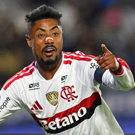 Bruno Henrique comemora gol do Flamengo sobre o Del Valle em duelo da Libertadores
